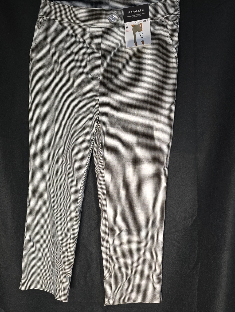Rafaella Black & White Micro-Houndstooth Stretch Capris